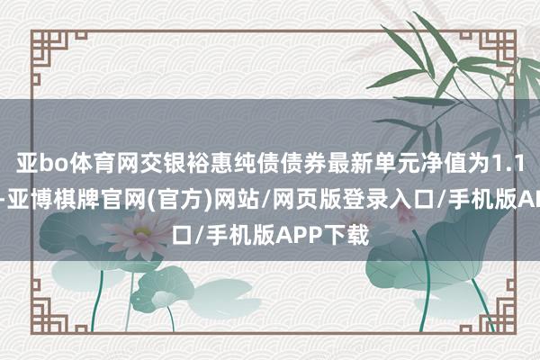 亚bo体育网交银裕惠纯债债券最新单元净值为1.1212元-亚博棋牌官网(官方)网站/网页版登录入口/手机版APP下载