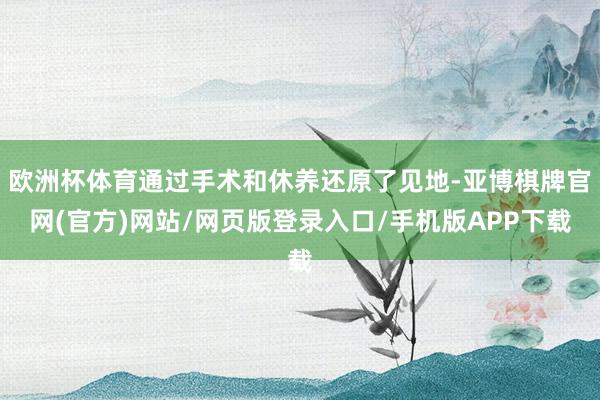 欧洲杯体育通过手术和休养还原了见地-亚博棋牌官网(官方)网站/网页版登录入口/手机版APP下载